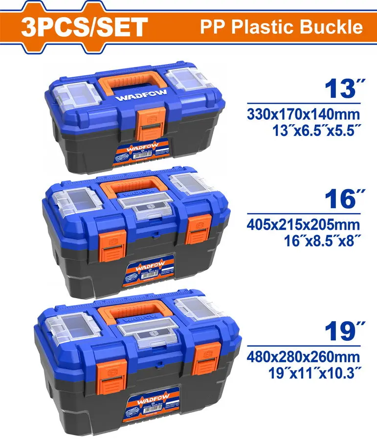 Wadfow 3 Pcs Plastic Tool Boxes Set Wtb2103 1