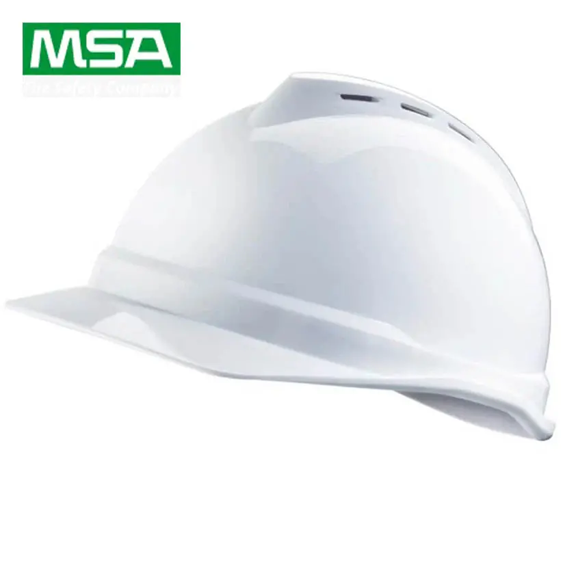 Msa V-Gard Safety Helmet With Wheel Ratchet Ventilated White 1