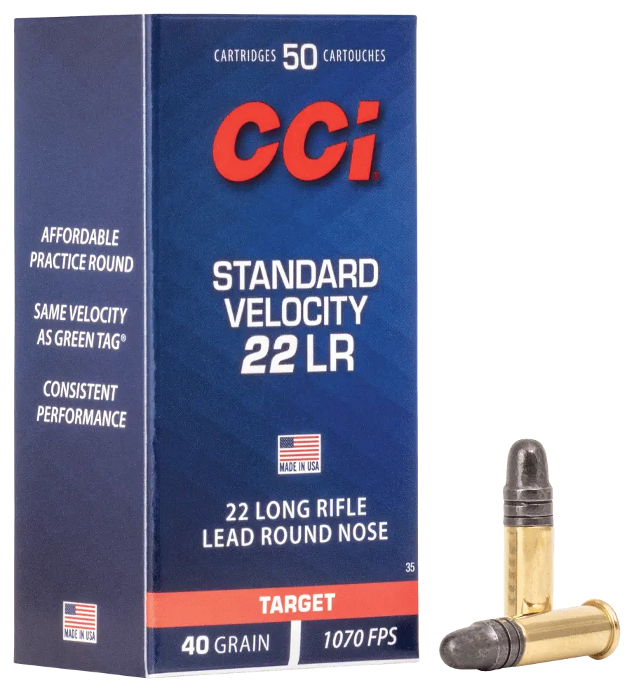 Cci Standard Velocity .22 Lr 40 Grain Lead Round Nose Rimfire Ammo - 50 Rounds 1