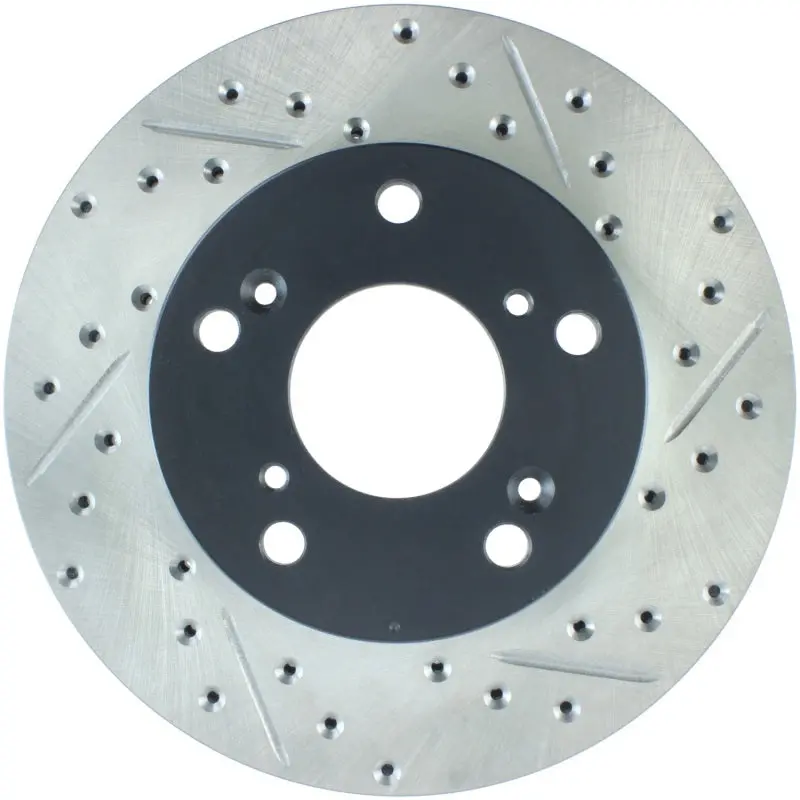 Stoptech Slotted & Drilled Front Brake Rotor For 2002–2006 Acura Rsx (Left Side) 1