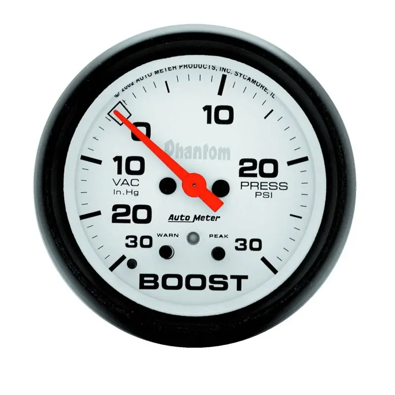 Autometer Digital Vacuum/Boost Gauge – 2-5/8", 30 Inhg To 30 Psi, Phantom Series 1