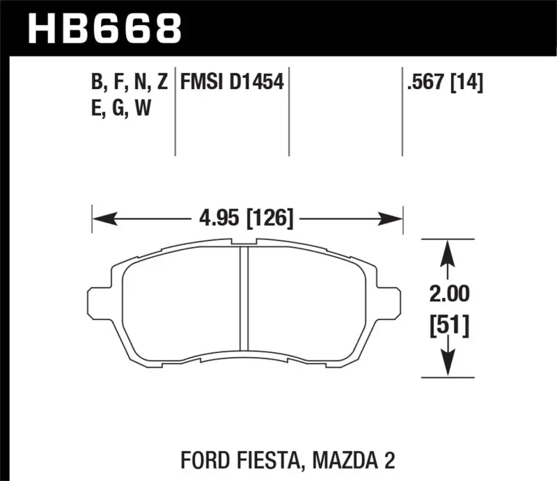 Hawk Dtc-60 Race Brake Pads For 2011–2012 Ford Fiesta & Mazda 2 (Front Axle) 1