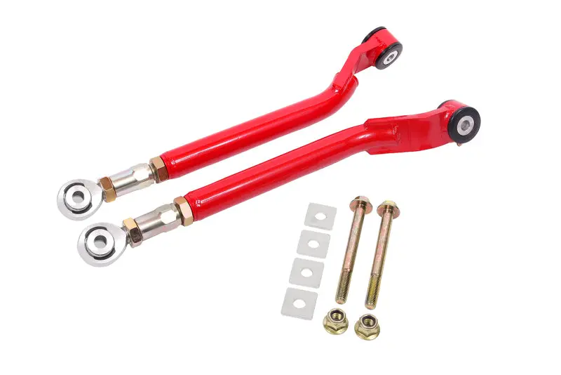 Bmr Adjustable Rear Toe Rods For 2008–2017 Dodge Challenger – Delrin Bushings & Rod Ends, Red Finish 1