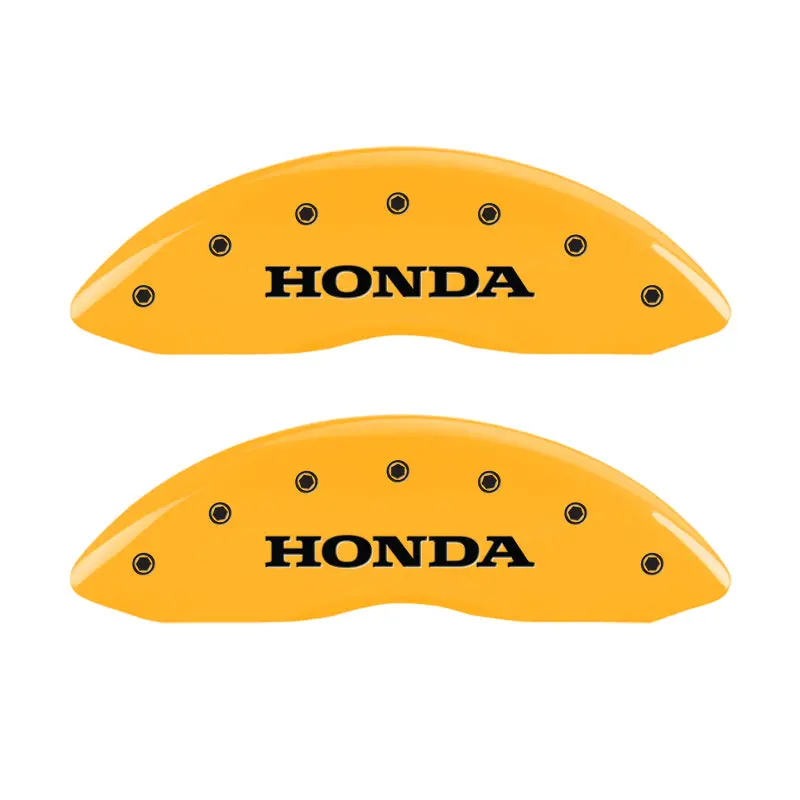 Mgp Engraved 4-Piston Caliper Covers For Honda – Front & Rear, Yellow Finish With Black Accent 1