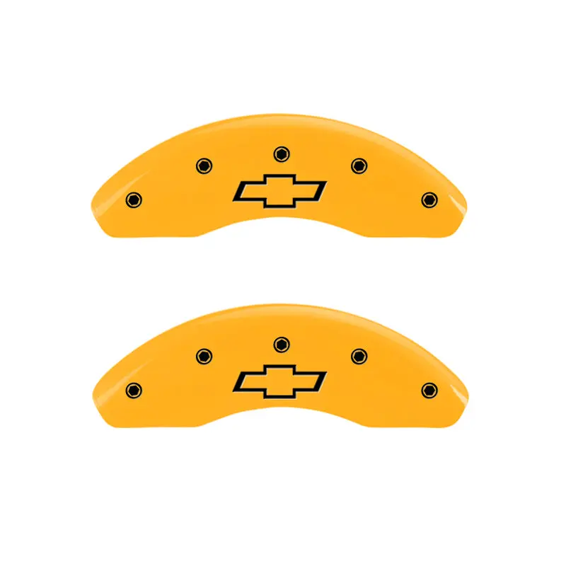 Mgp Engraved Front Caliper Covers — Bowtie Design, Yellow Finish With Black Accent 1