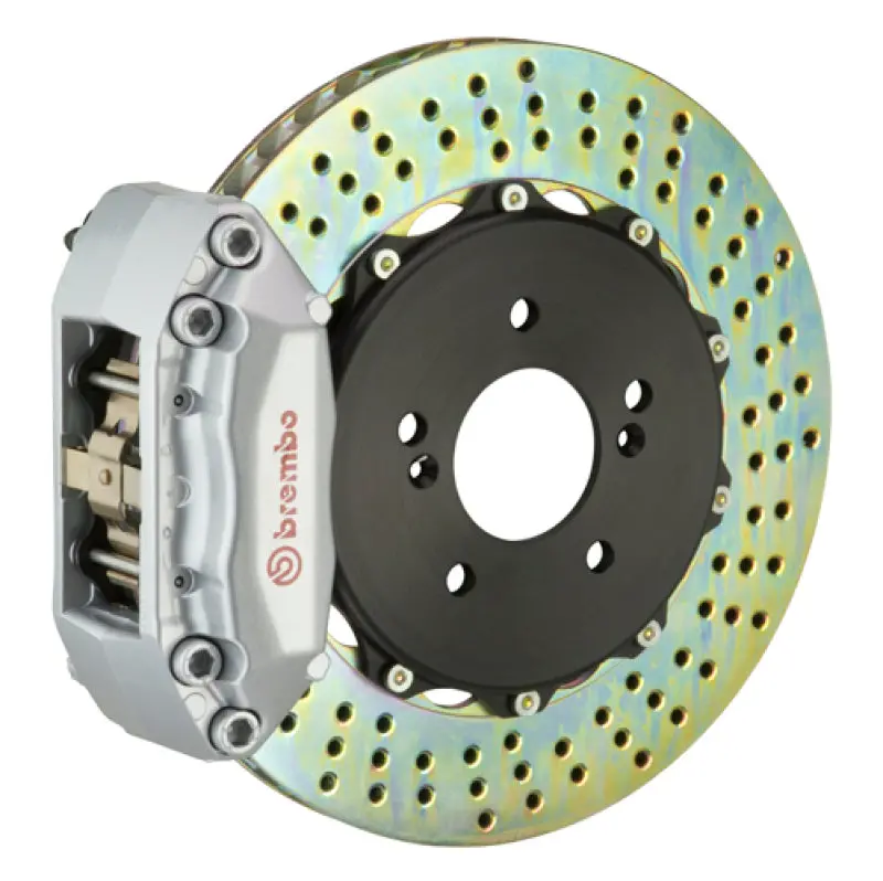 Brembo Gt Big Brake Kit – Front – 1990–2001 Acura Integra – 4-Piston Calipers, 328×28Mm Drilled 2-Piece Rotors – Silver Finish 1