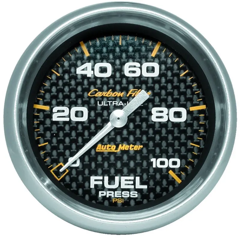 Autometer Carbon Fiber Digital Fuel Pressure Gauge – 2-5/8In, 0–100 Psi, Stepper Motor Display 1